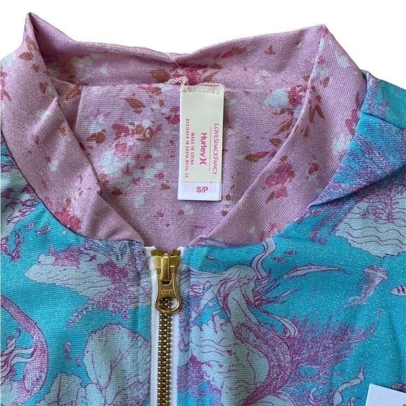 LoveShackFancy x Hurley New Size Small Under The Sea Cropped Bomber Jacket NWT - Picture 4 of 8
